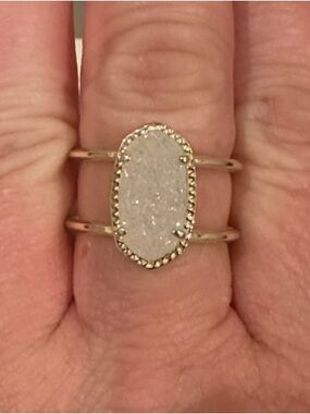 Kendra Scott Gold-Tone White Druzy Double-Band Ring